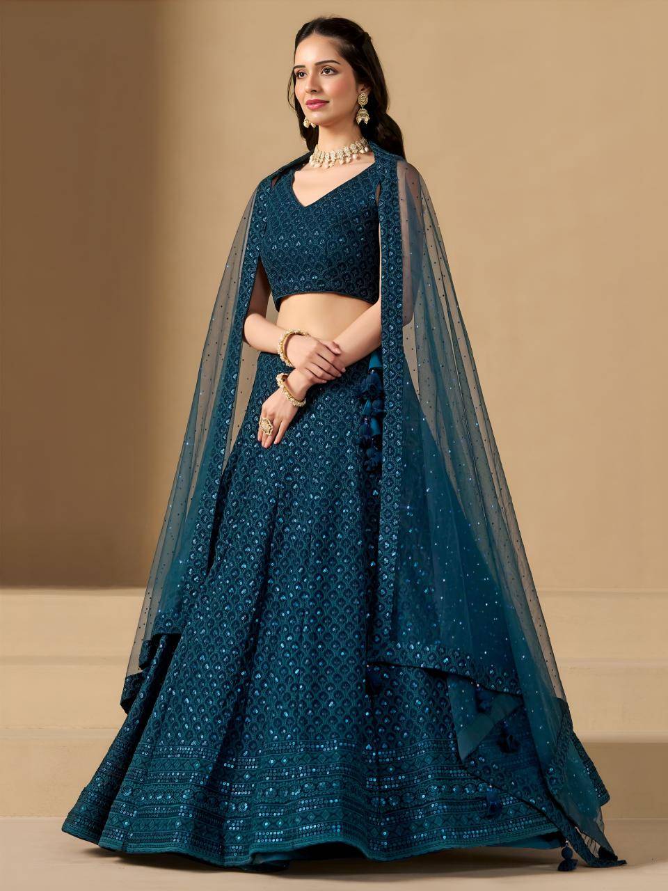 Florance vol 1 Georgette Blue Latest lehenga choli designs for retailers